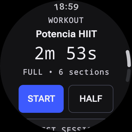 Workout. Done. Wear OS workout summary with Full and Half session controls